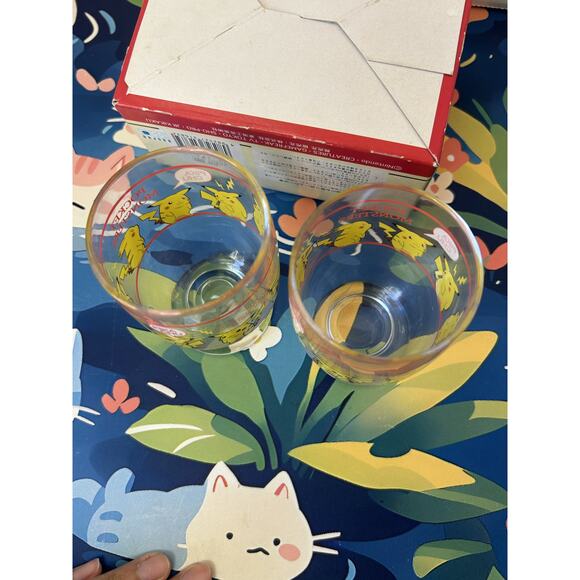 Vintage Pokemon Retro Glass Cup Set Of 2 Pikachu - Picture 7 of 11